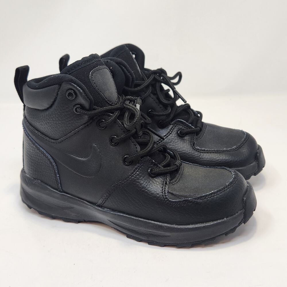 Nike Manoa 17 Black Leather Casual Boots Child Size 13C Lace Up Outdoor Ankle
